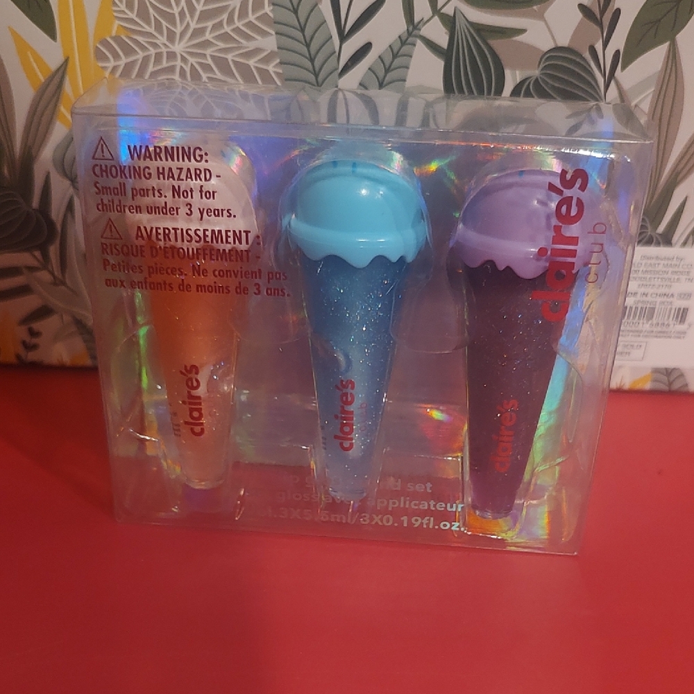 Claire's Ice Cream Cone Lip Gloss Set NEW